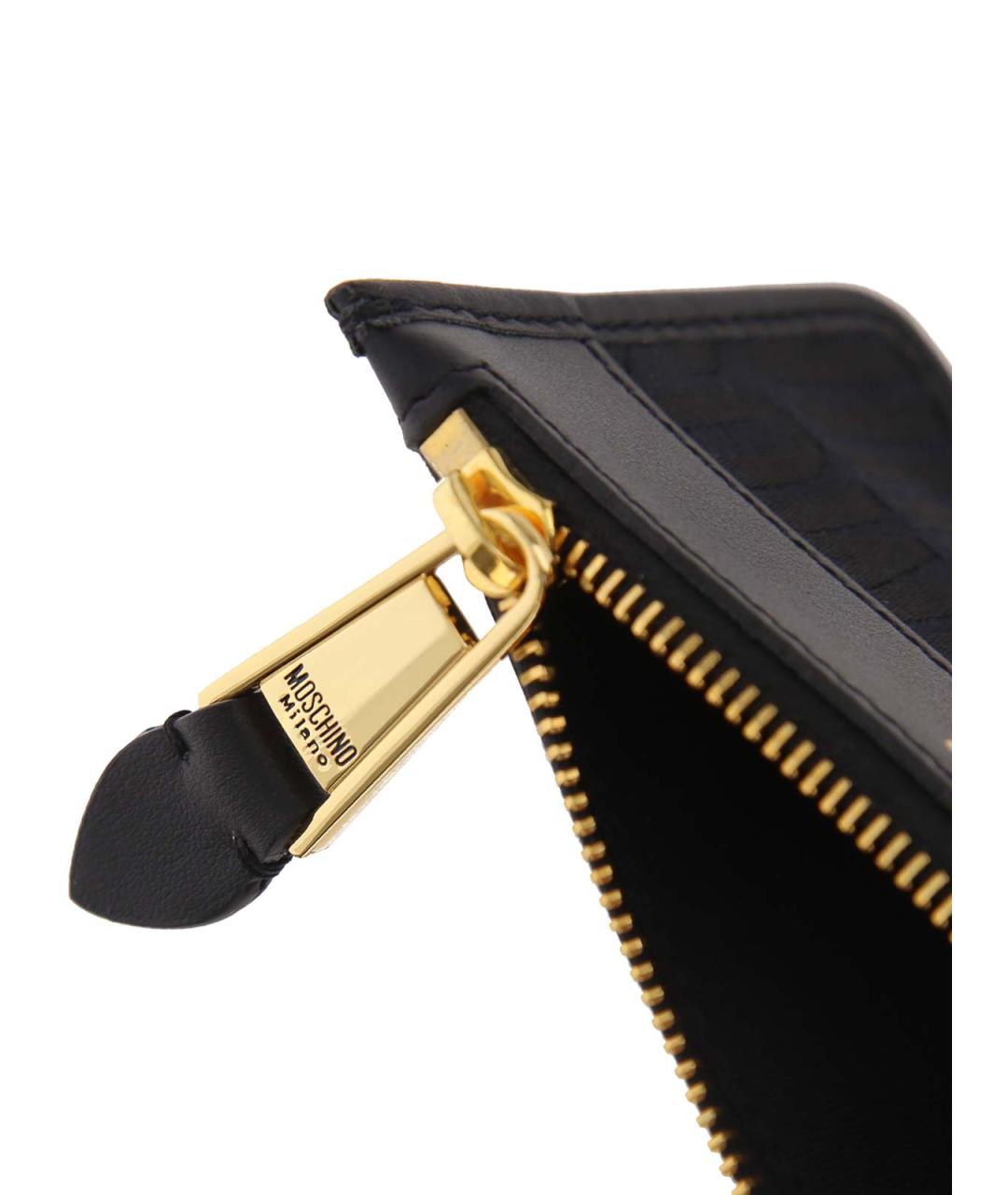MOSCHINO Черный кожаный кошелек, фото 5