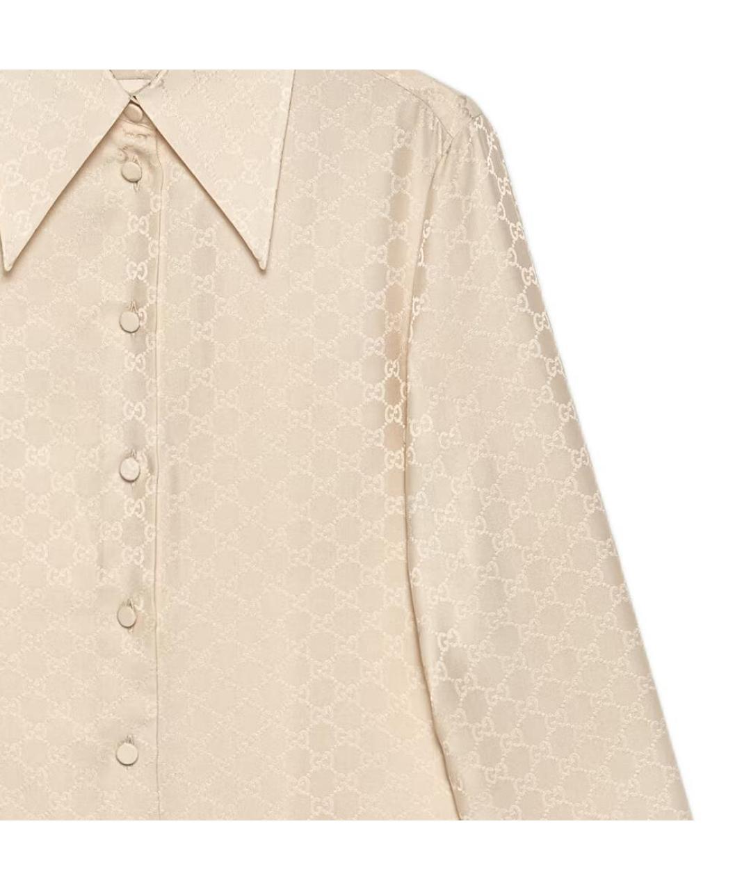 GUCCI Бежевая шелковая рубашка, фото 3