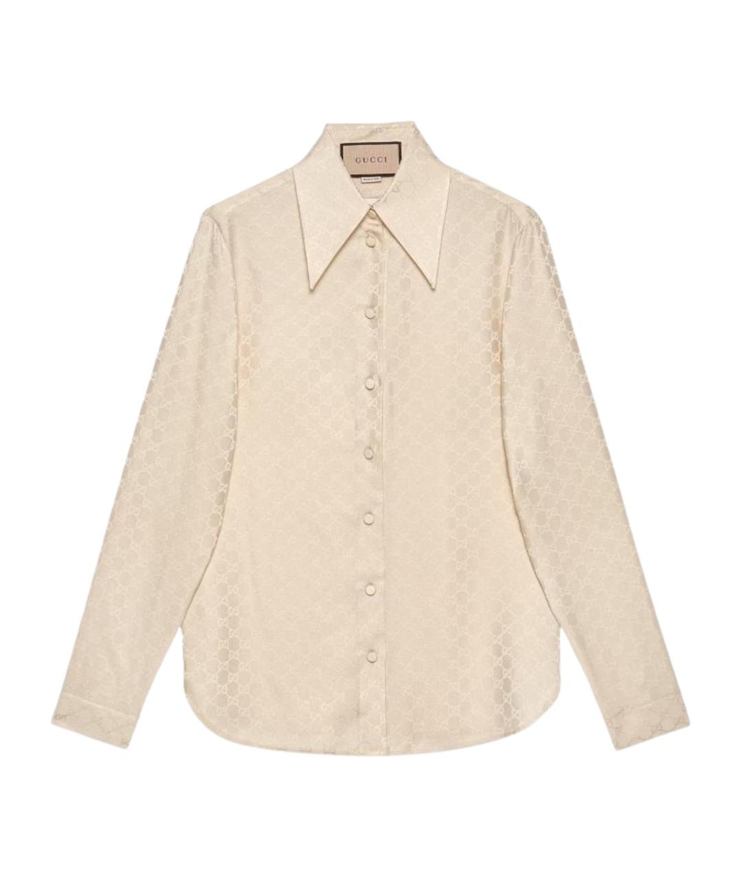 GUCCI Бежевая шелковая рубашка, фото 1