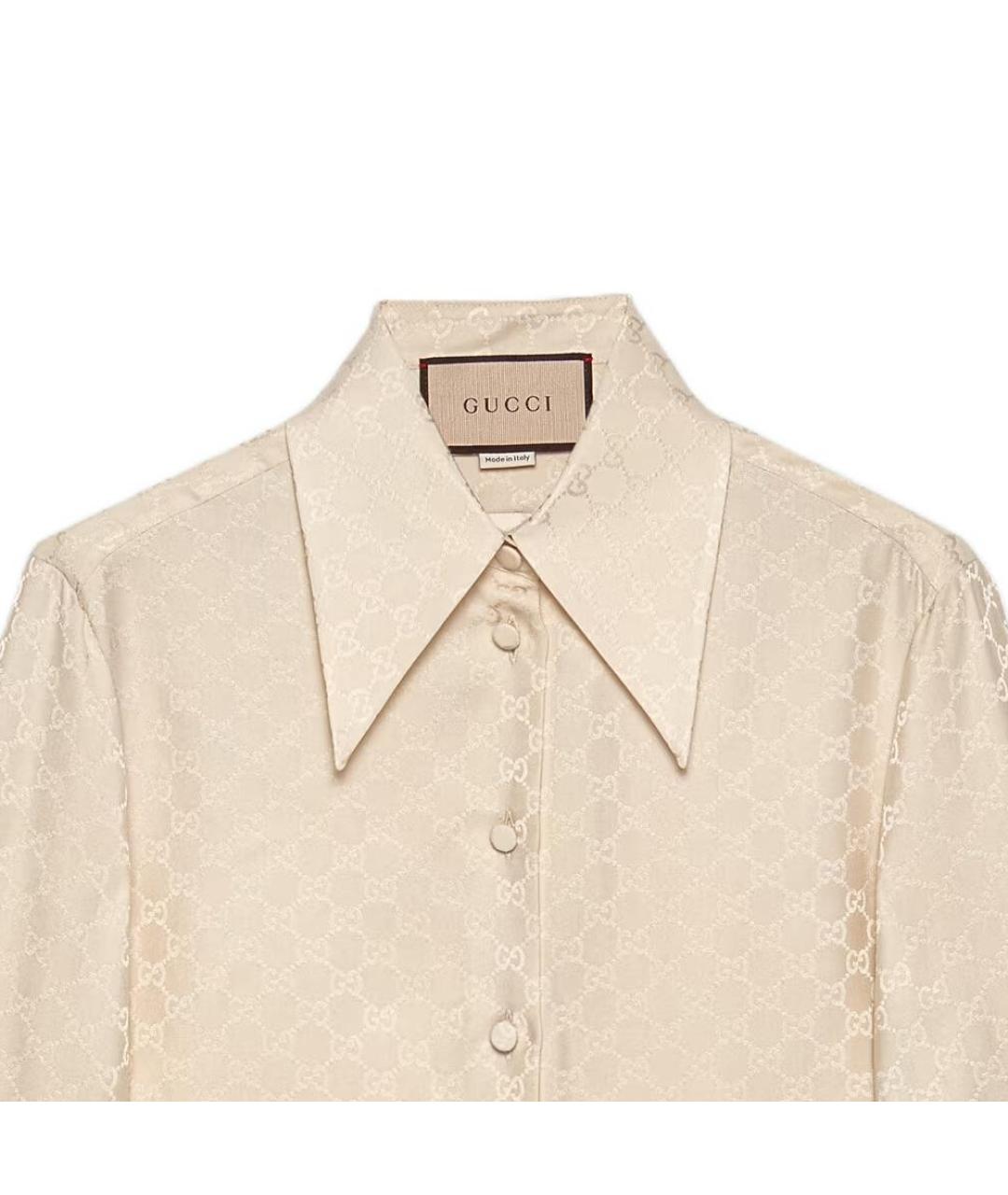 GUCCI Бежевая шелковая рубашка, фото 5