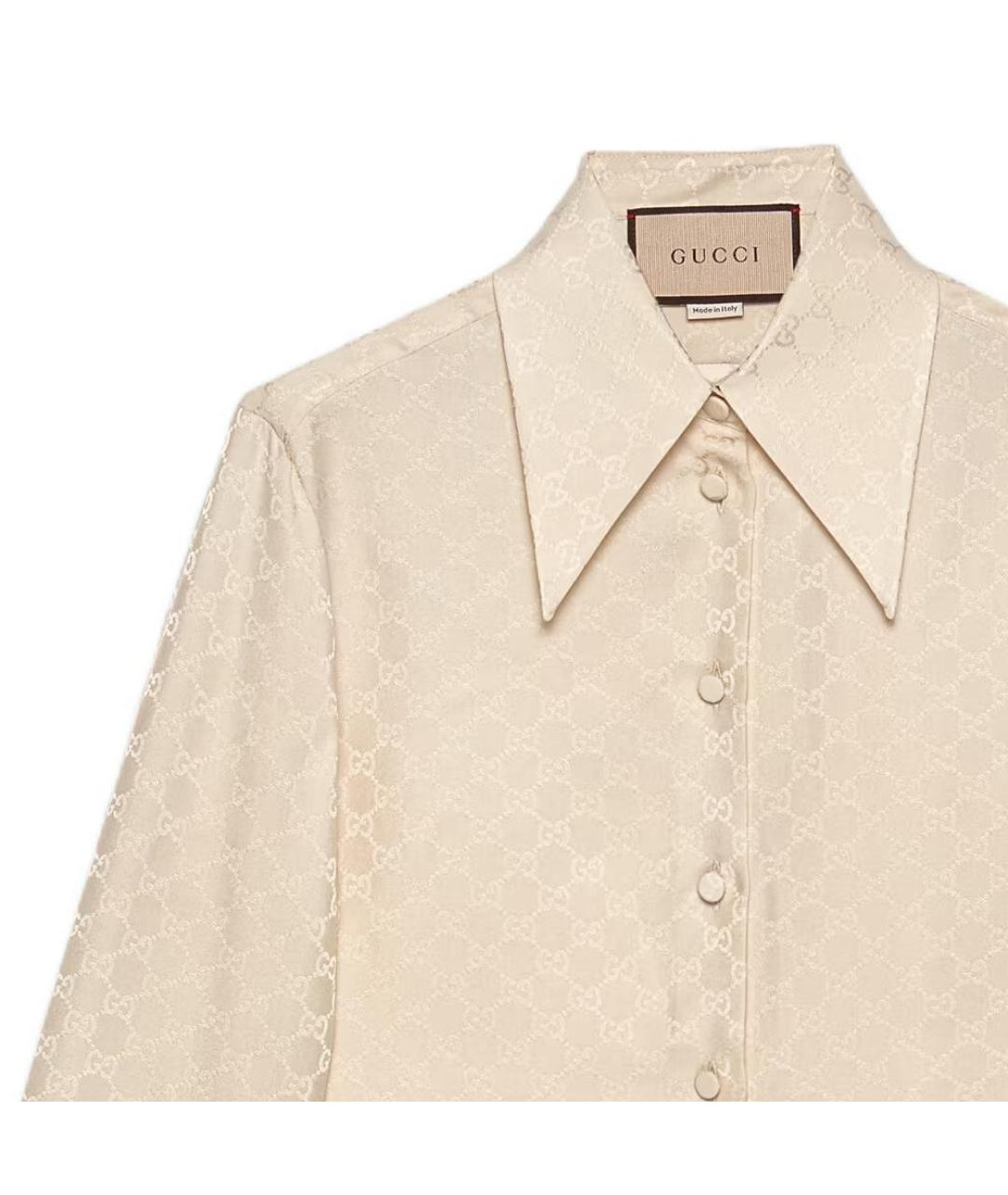 GUCCI Бежевая шелковая рубашка, фото 2