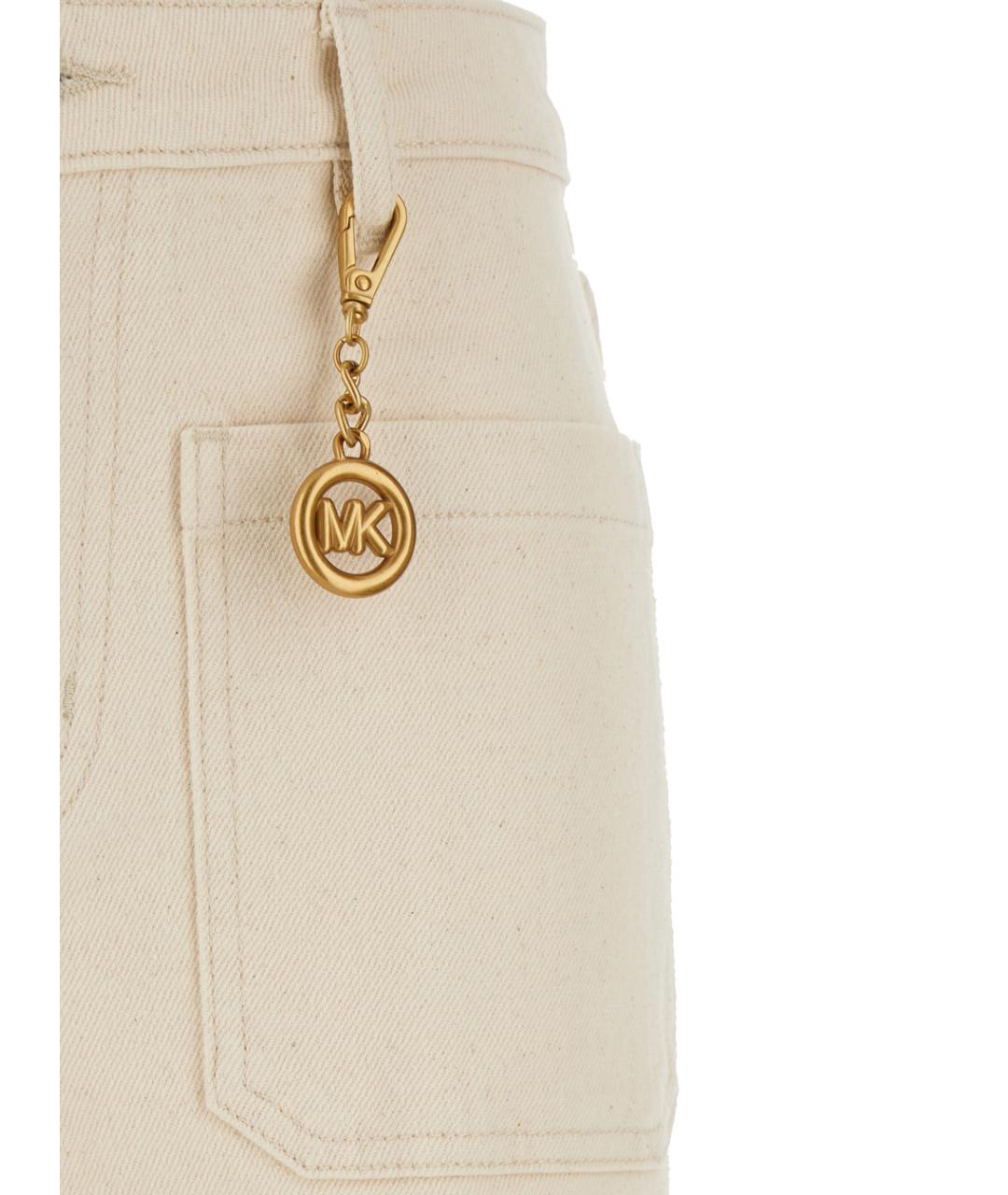 MICHAEL MICHAEL KORS Белые хлопковые прямые джинсы, фото 3