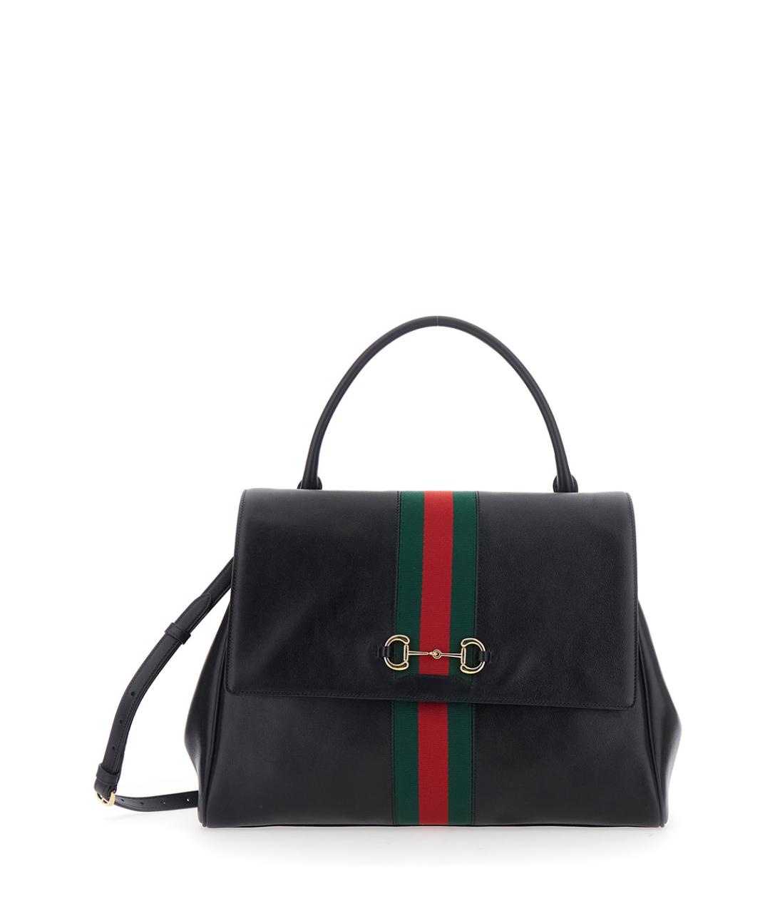 GUCCI Черная кожаная сумка тоут, фото 1
