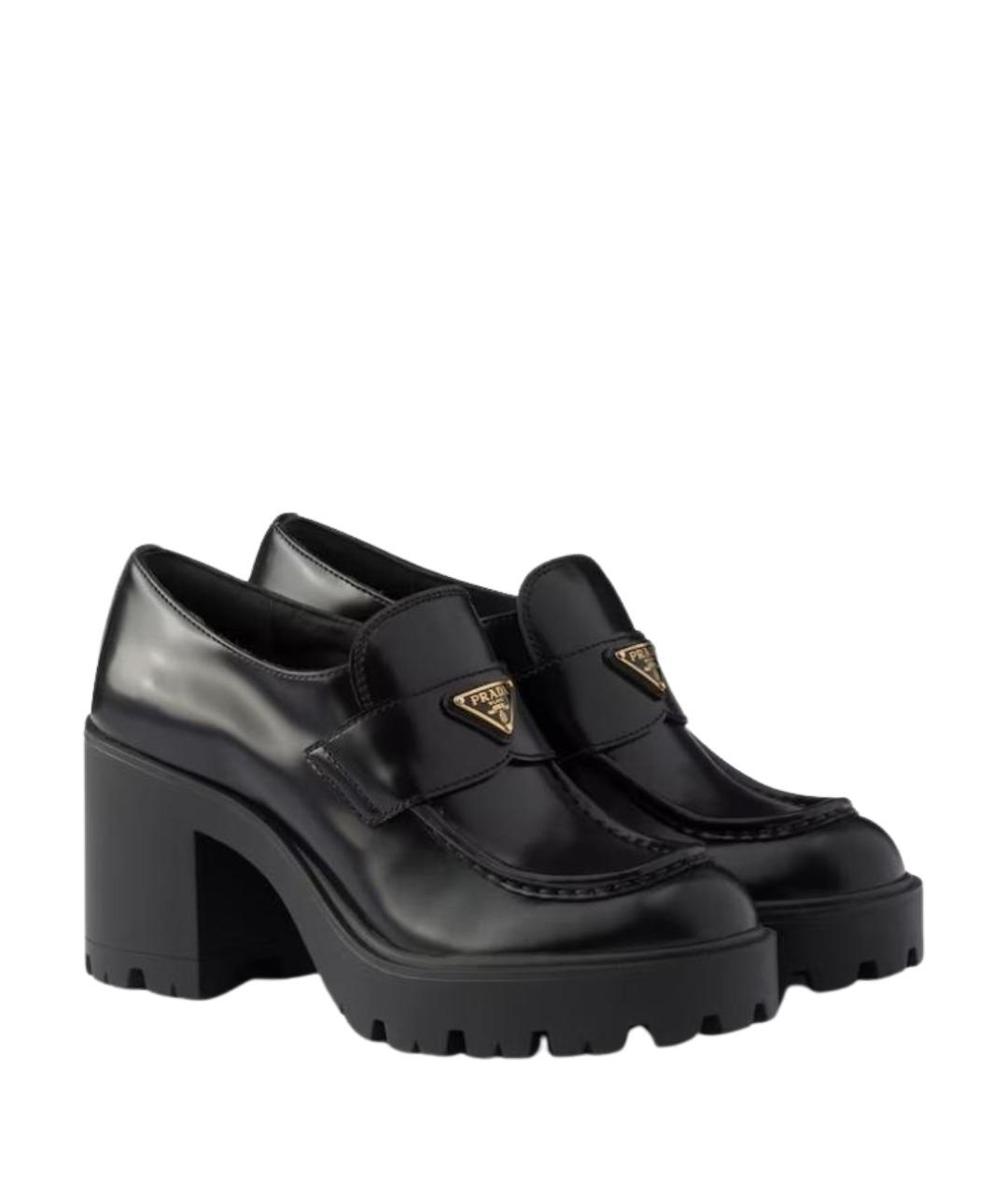 PRADA Черные кожаные лоферы, фото 1
