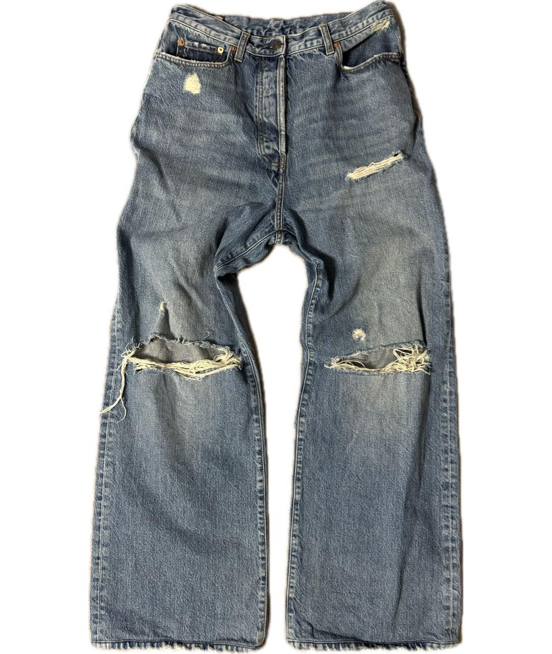 GUCCI Голубые хлопковые прямые джинсы, фото 2