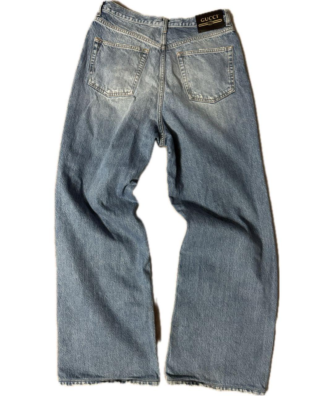 GUCCI Голубые хлопковые прямые джинсы, фото 3
