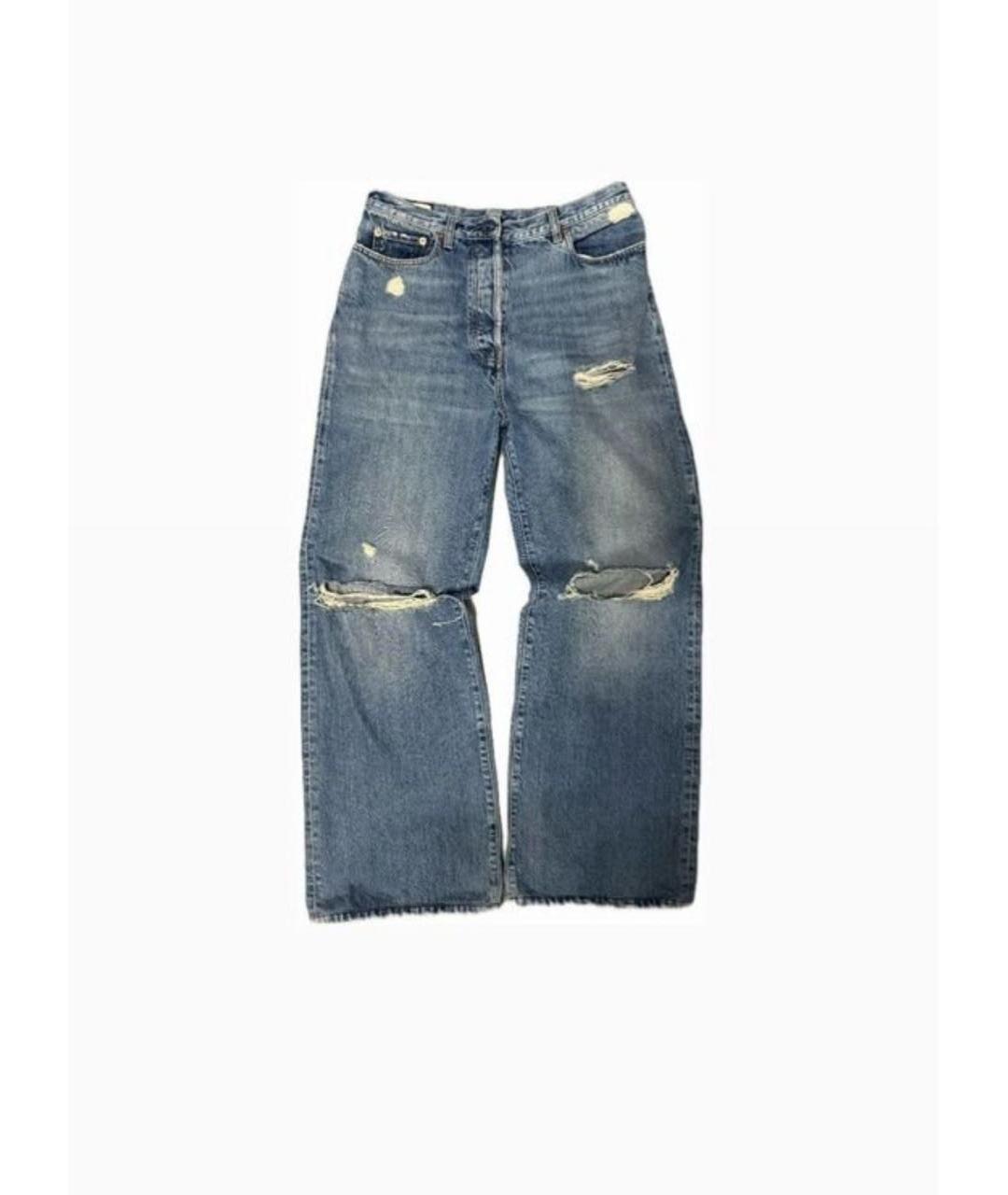 GUCCI Голубые хлопковые прямые джинсы, фото 1