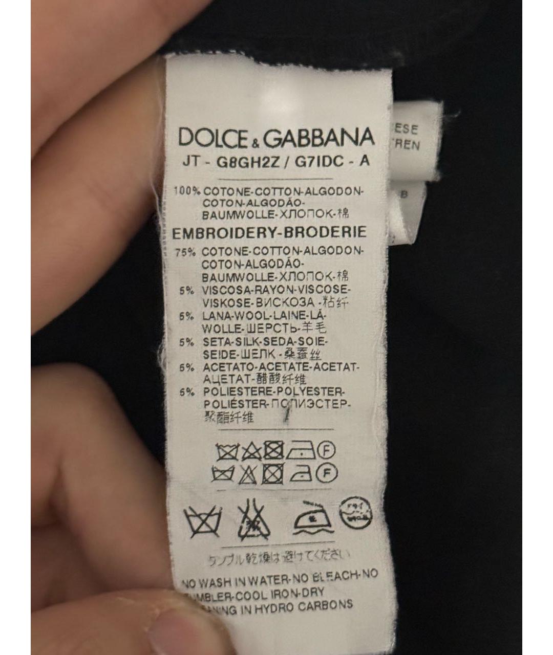 DOLCE&GABBANA Черная хлопковая футболка, фото 3
