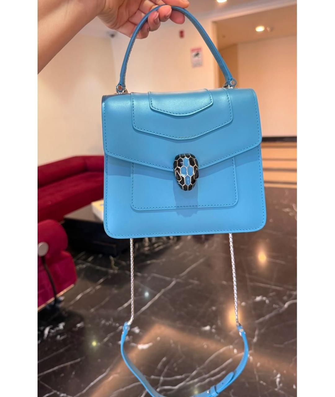BVLGARI Голубая кожаная сумка через плечо, фото 5