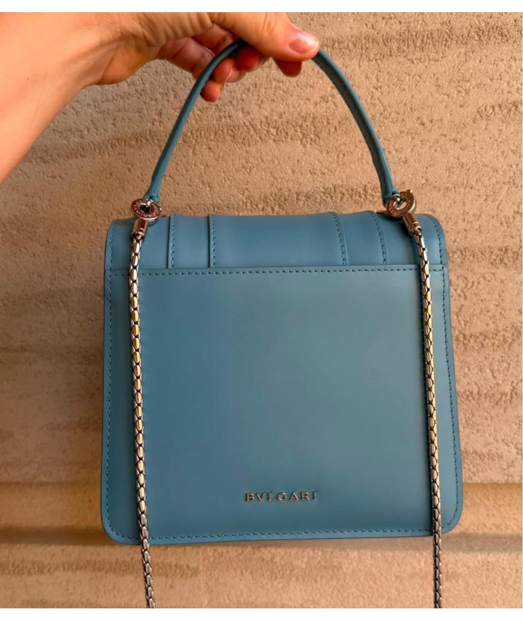 BVLGARI Голубая кожаная сумка через плечо, фото 3