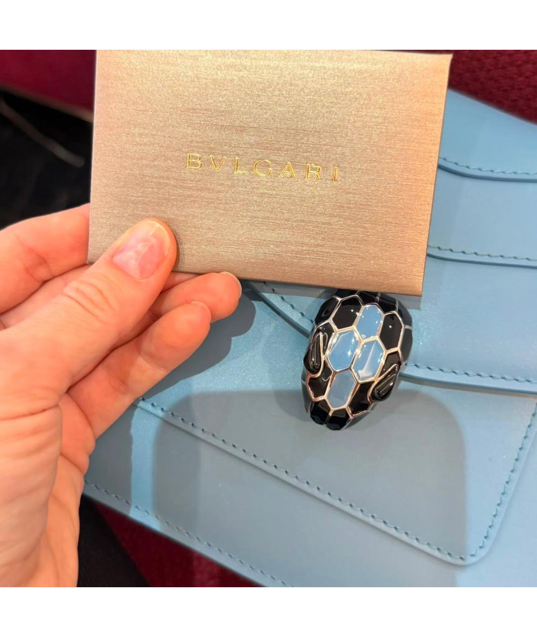 BVLGARI Голубая кожаная сумка через плечо, фото 4