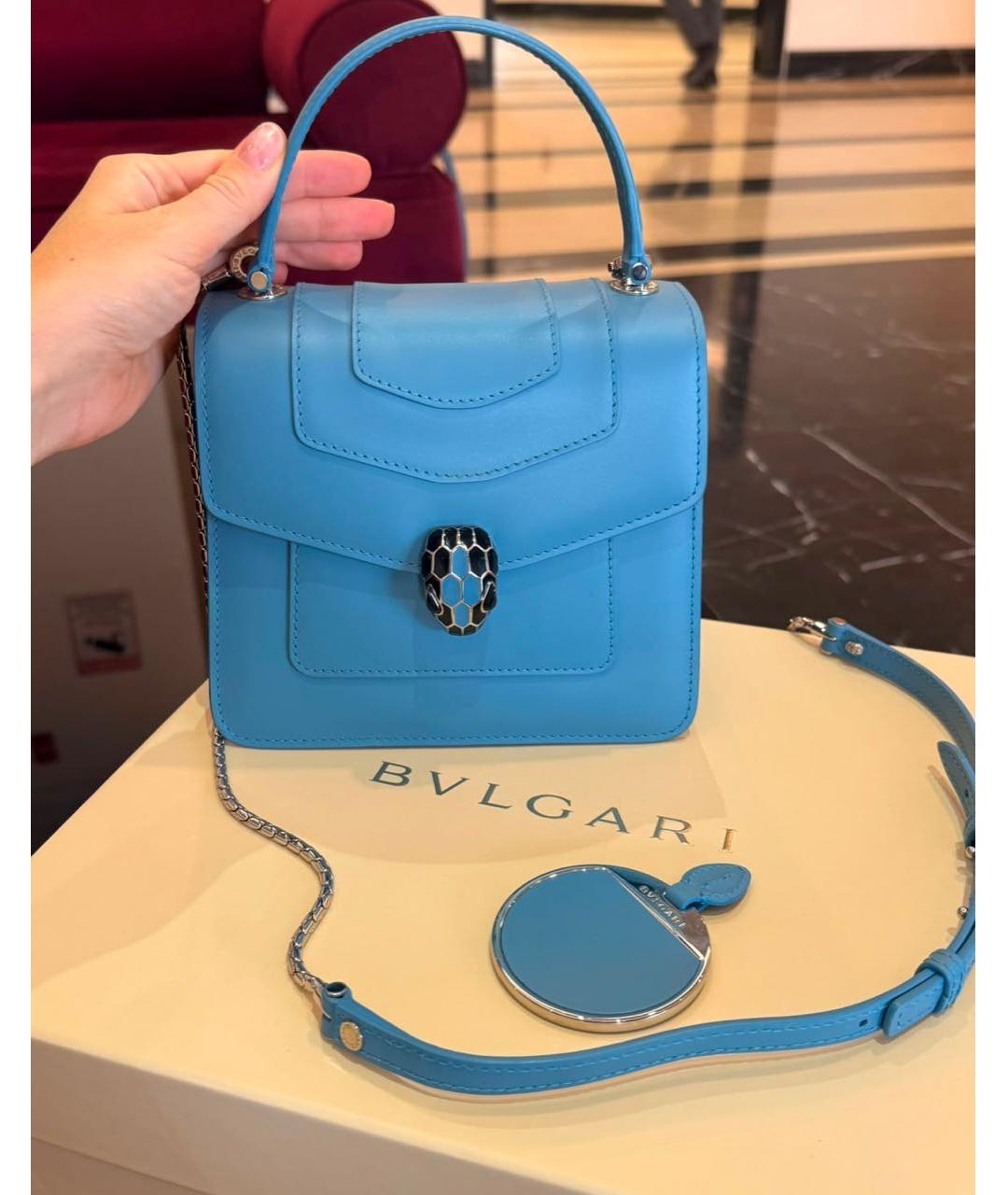 BVLGARI Голубая кожаная сумка через плечо, фото 2