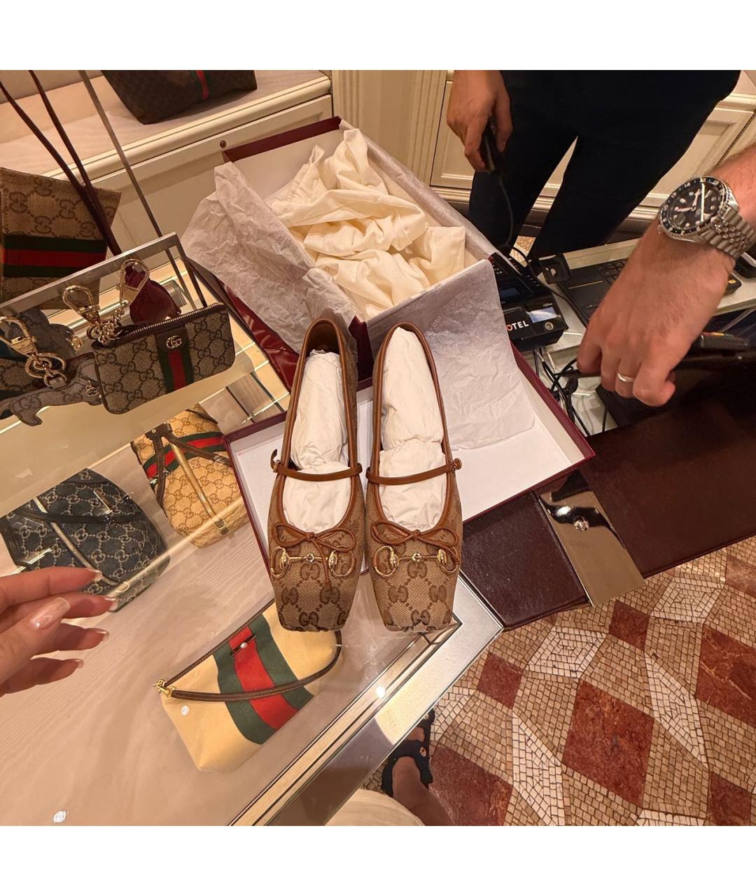 GUCCI Коричневые балетки, фото 6