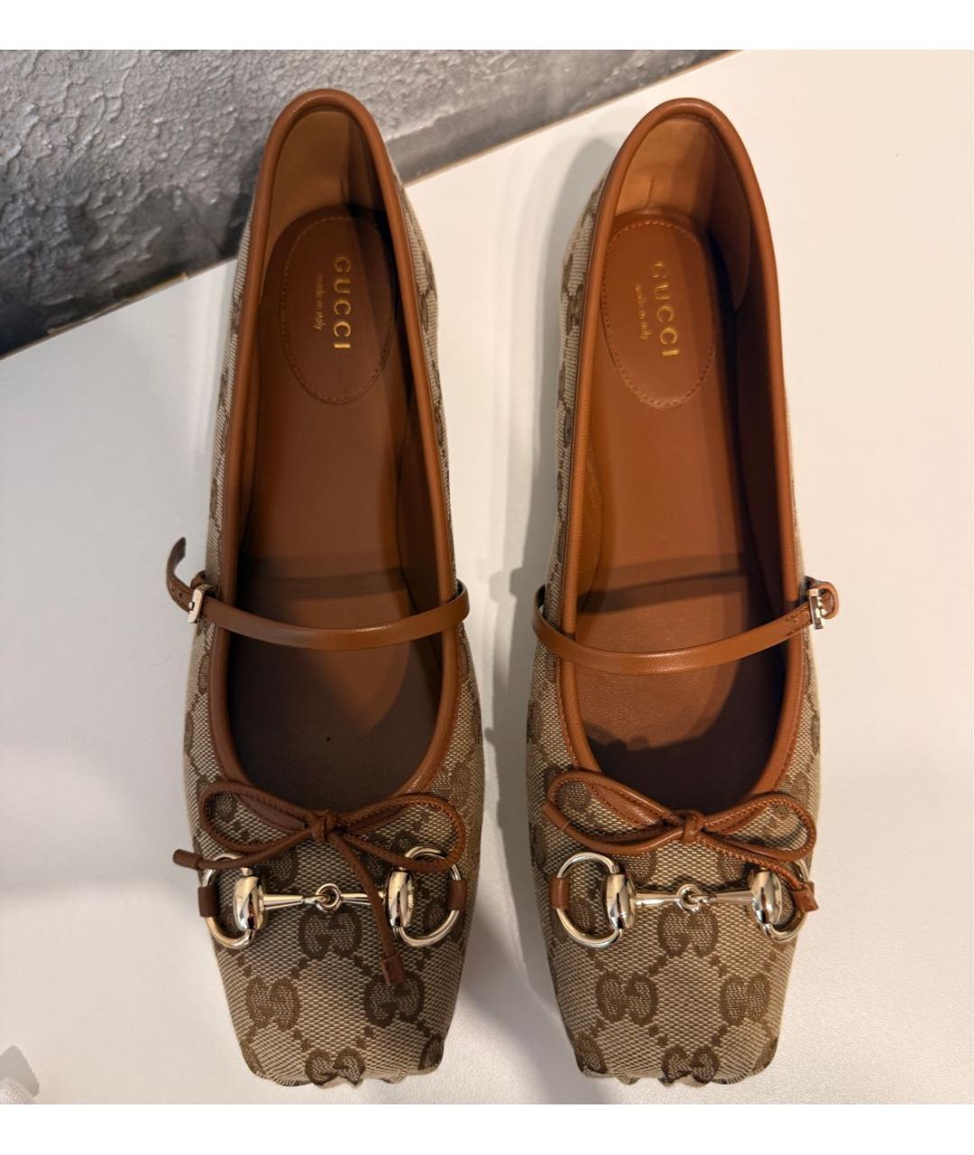 GUCCI Коричневые балетки, фото 3