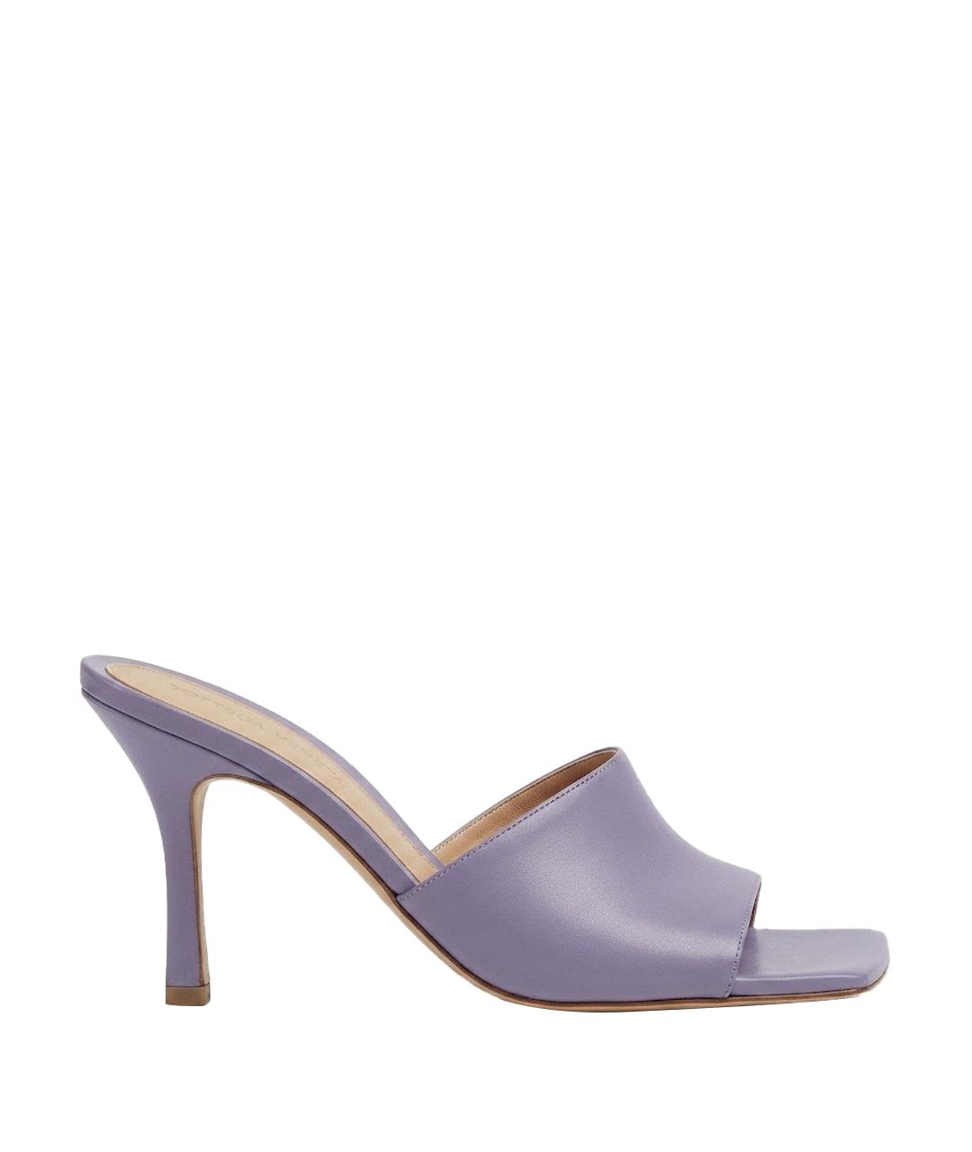 BOTTEGA VENETA Фиолетовые кожаные мюли, фото 1