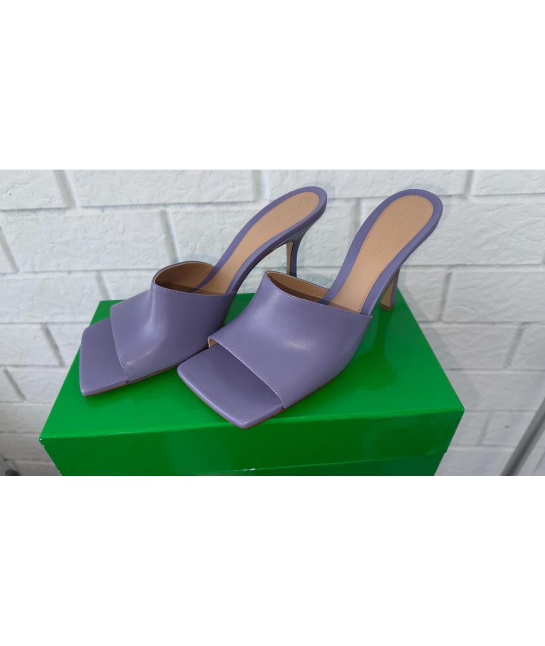 BOTTEGA VENETA Фиолетовые кожаные мюли, фото 2