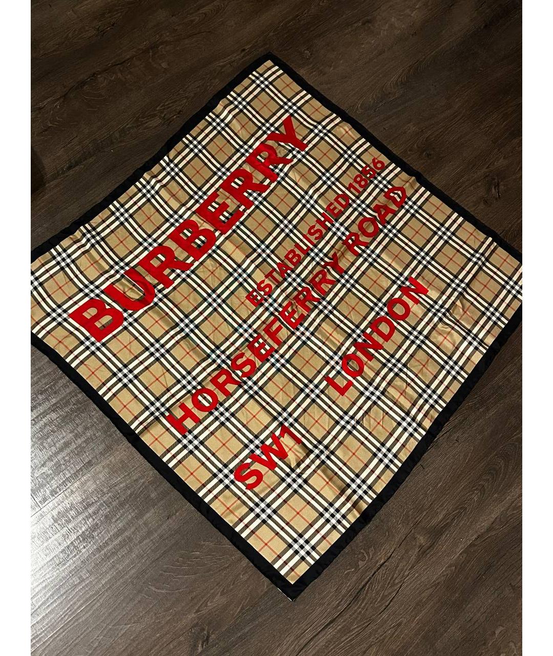 BURBERRY Бежевый шелковый шарф, фото 6