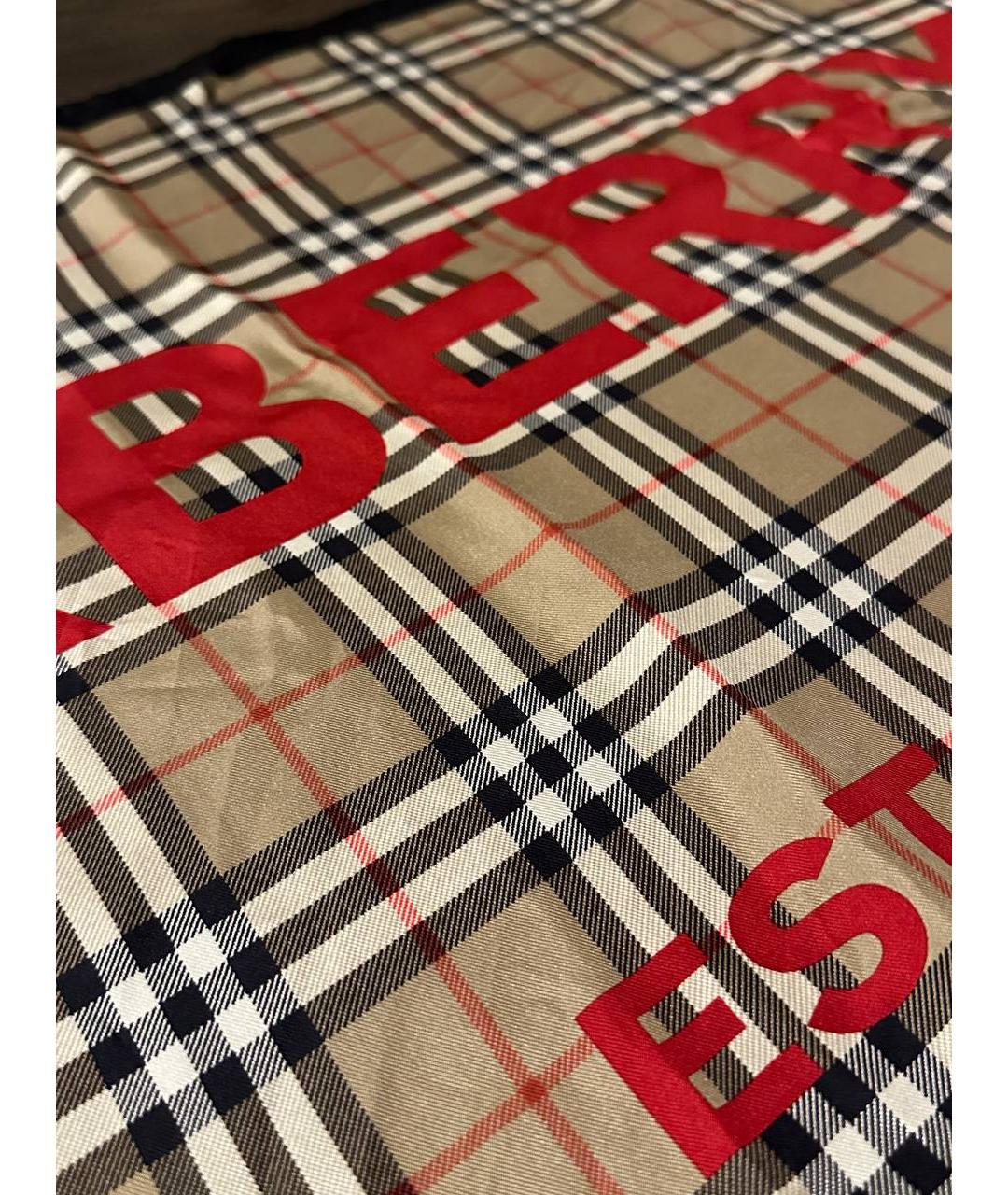 BURBERRY Бежевый шелковый шарф, фото 3