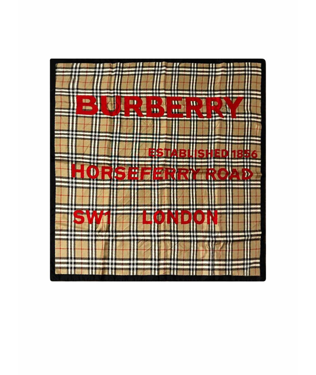 BURBERRY Бежевый шелковый шарф, фото 1
