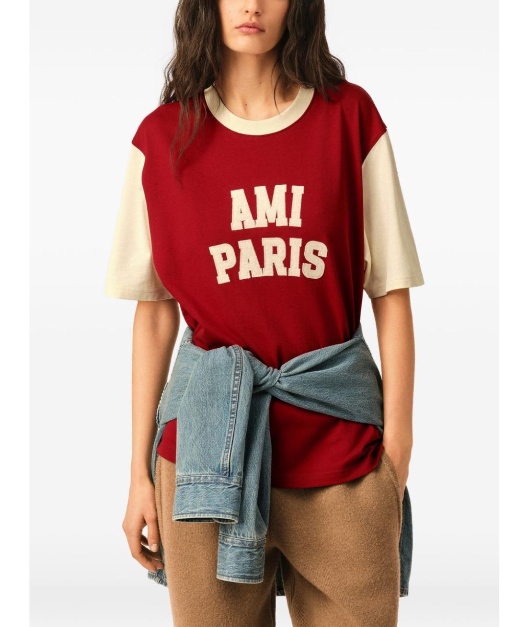Ami Paris Красная хлопковая футболка, фото 5
