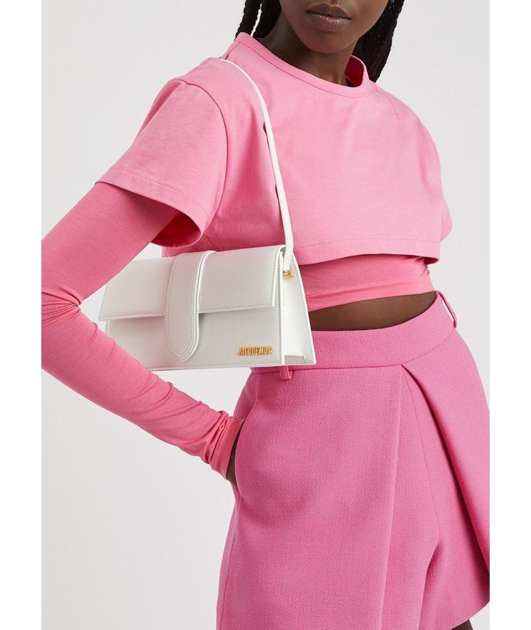 JACQUEMUS Белая кожаная сумка с короткими ручками, фото 7