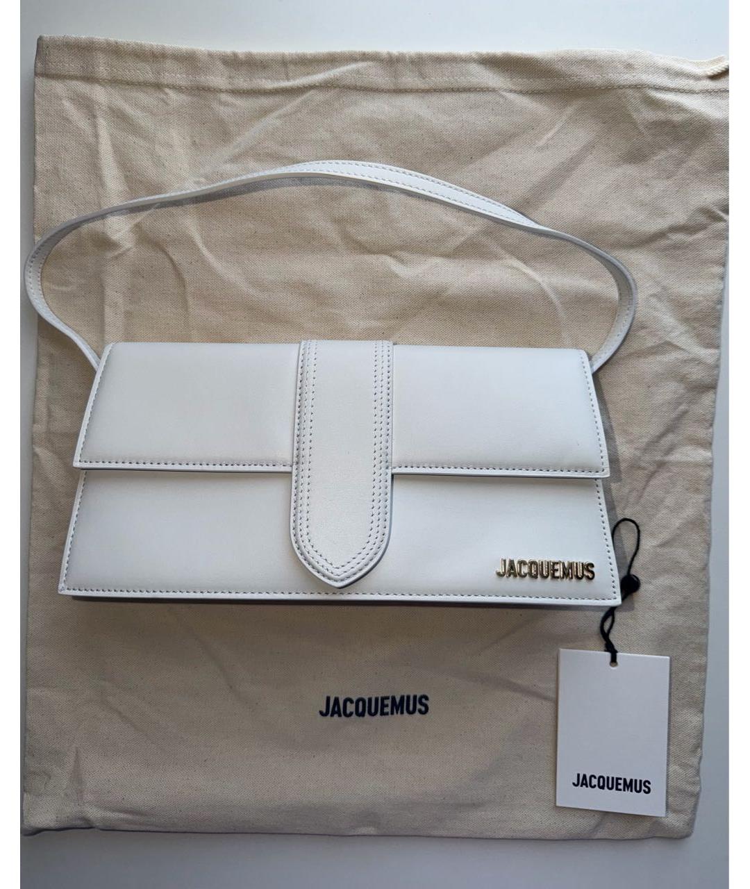 JACQUEMUS Белая кожаная сумка с короткими ручками, фото 2