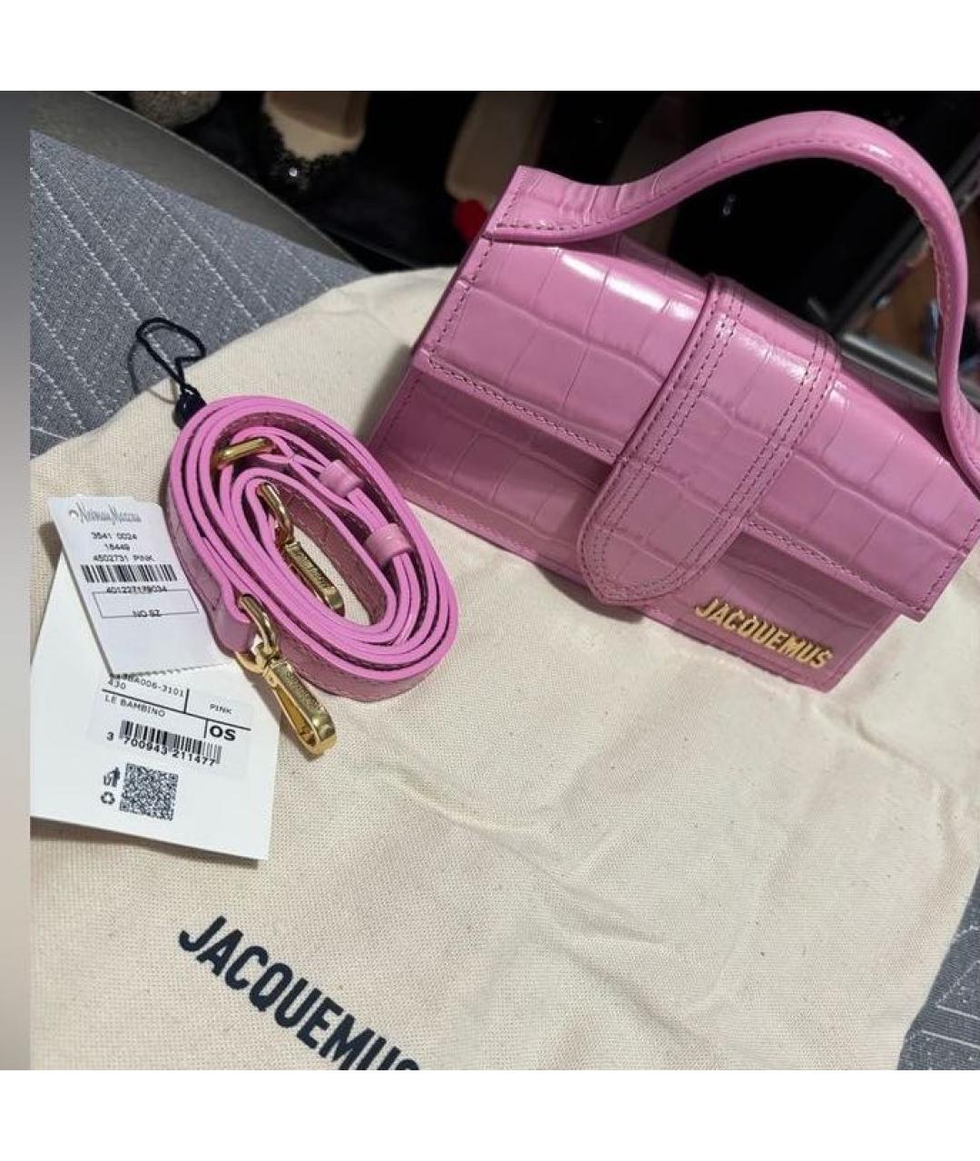 JACQUEMUS Розовая кожаная сумка с короткими ручками, фото 2