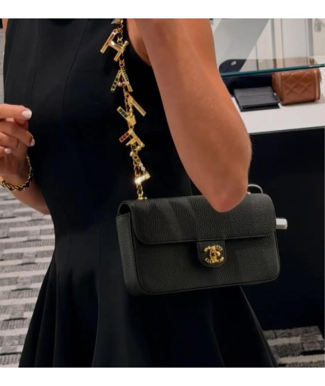 CHANEL Черная кожаная сумка через плечо, фото 3