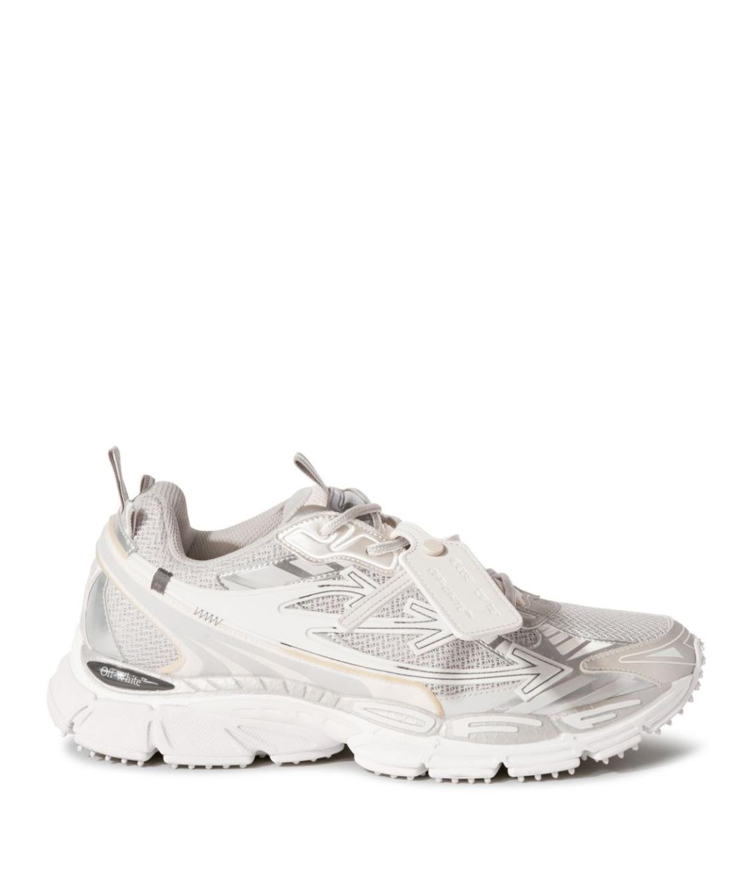 OFF-WHITE Серебряные кожаные кроссовки, фото 1