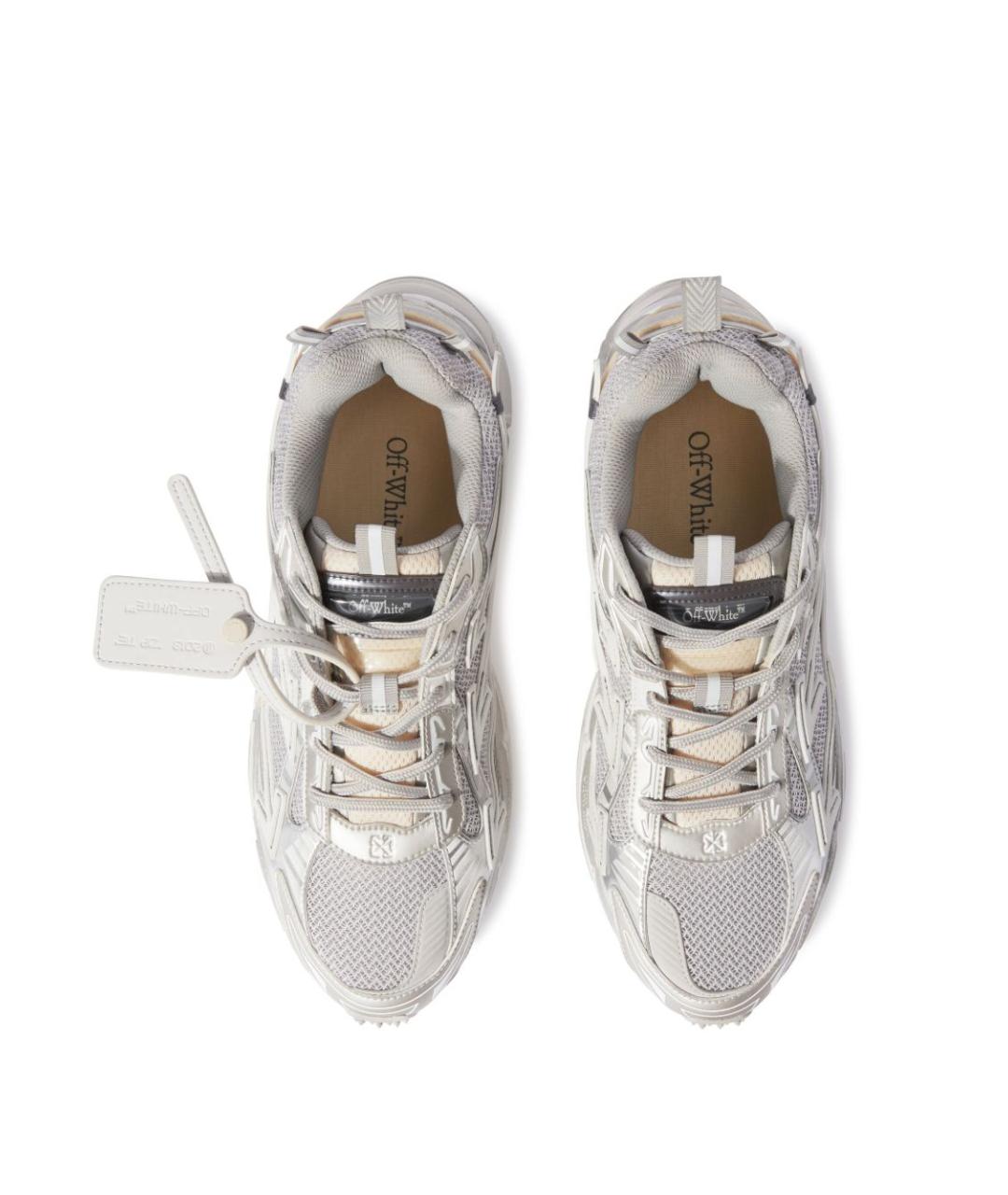 OFF-WHITE Серебряные кожаные кроссовки, фото 3