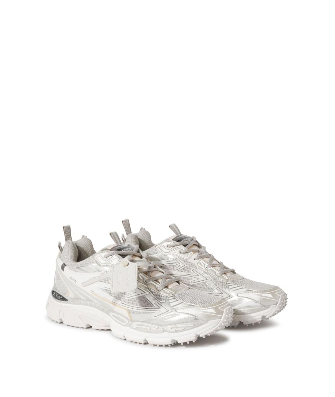 OFF-WHITE Серебряные кожаные кроссовки, фото 2