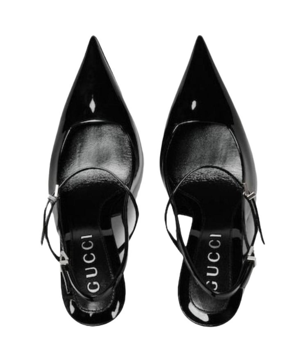 GUCCI Черные кожаные босоножки, фото 4