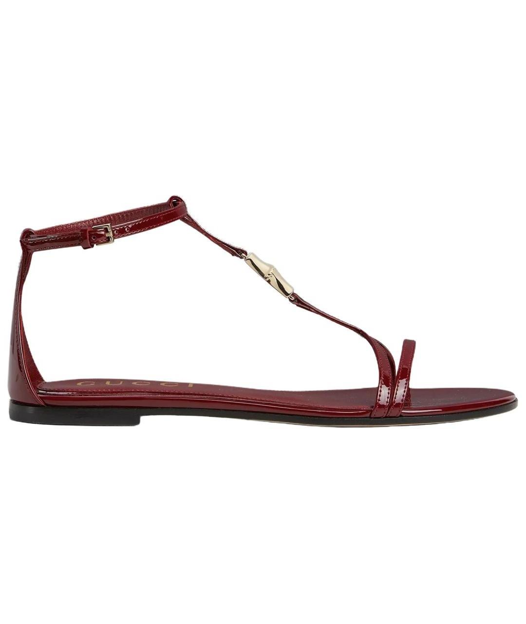 GUCCI Красные кожаные сандалии, фото 1