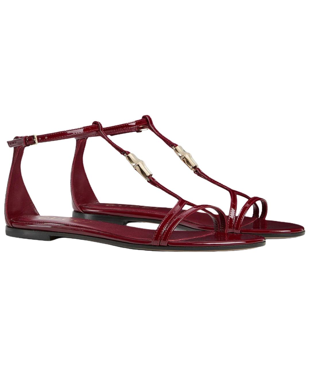 GUCCI Красные кожаные сандалии, фото 2