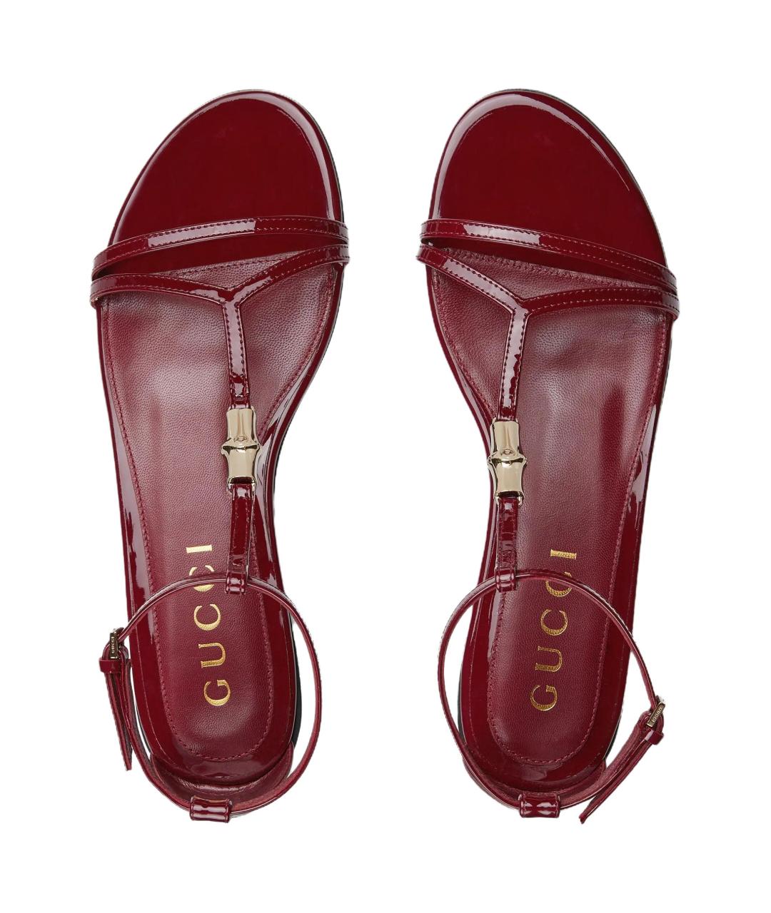 GUCCI Красные кожаные сандалии, фото 3