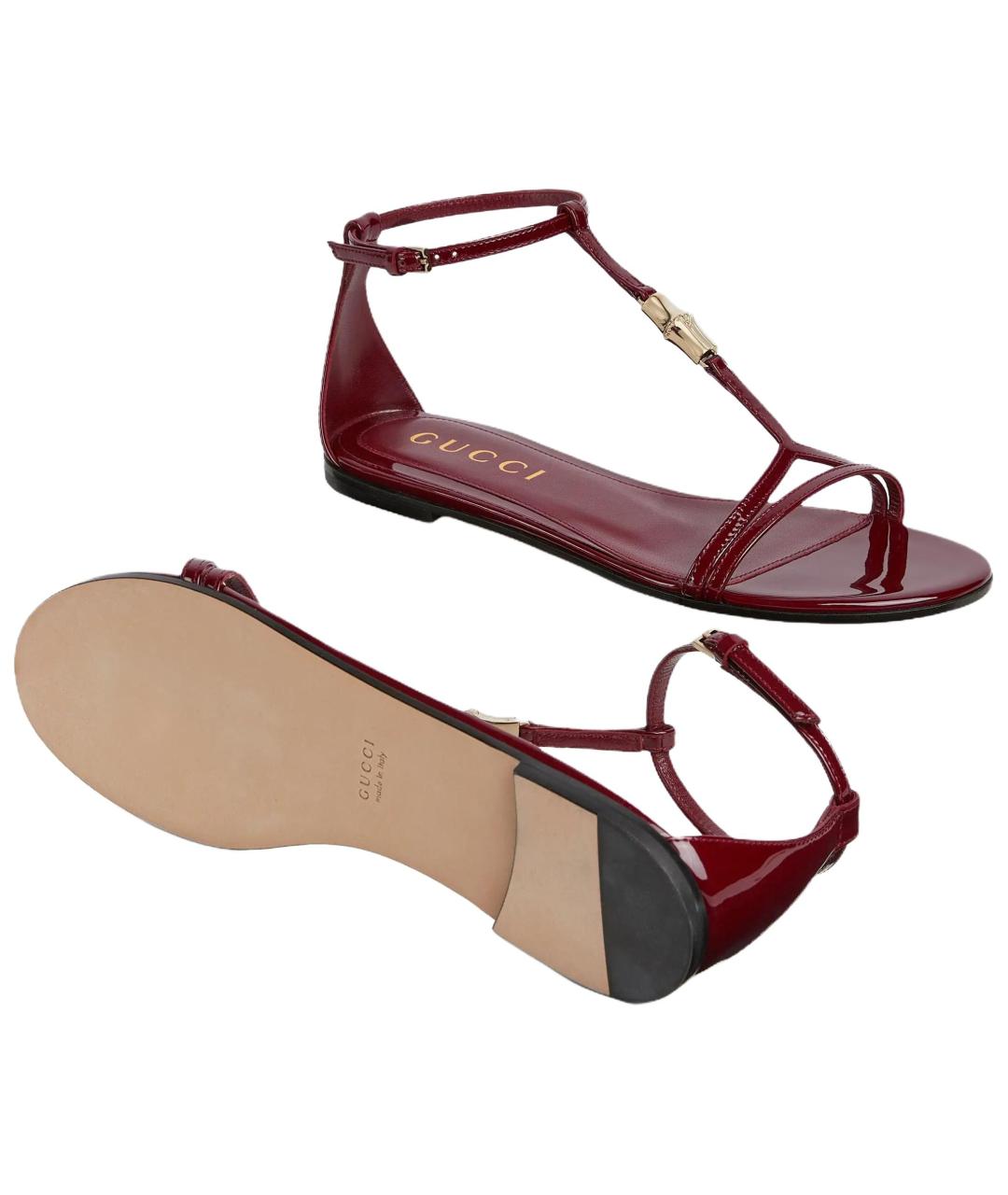 GUCCI Красные кожаные сандалии, фото 5