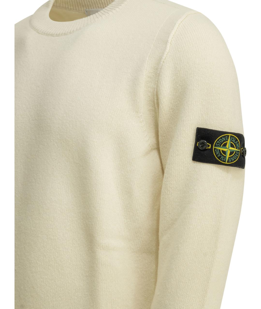 STONE ISLAND Бежевый шерстяной джемпер / свитер, фото 4