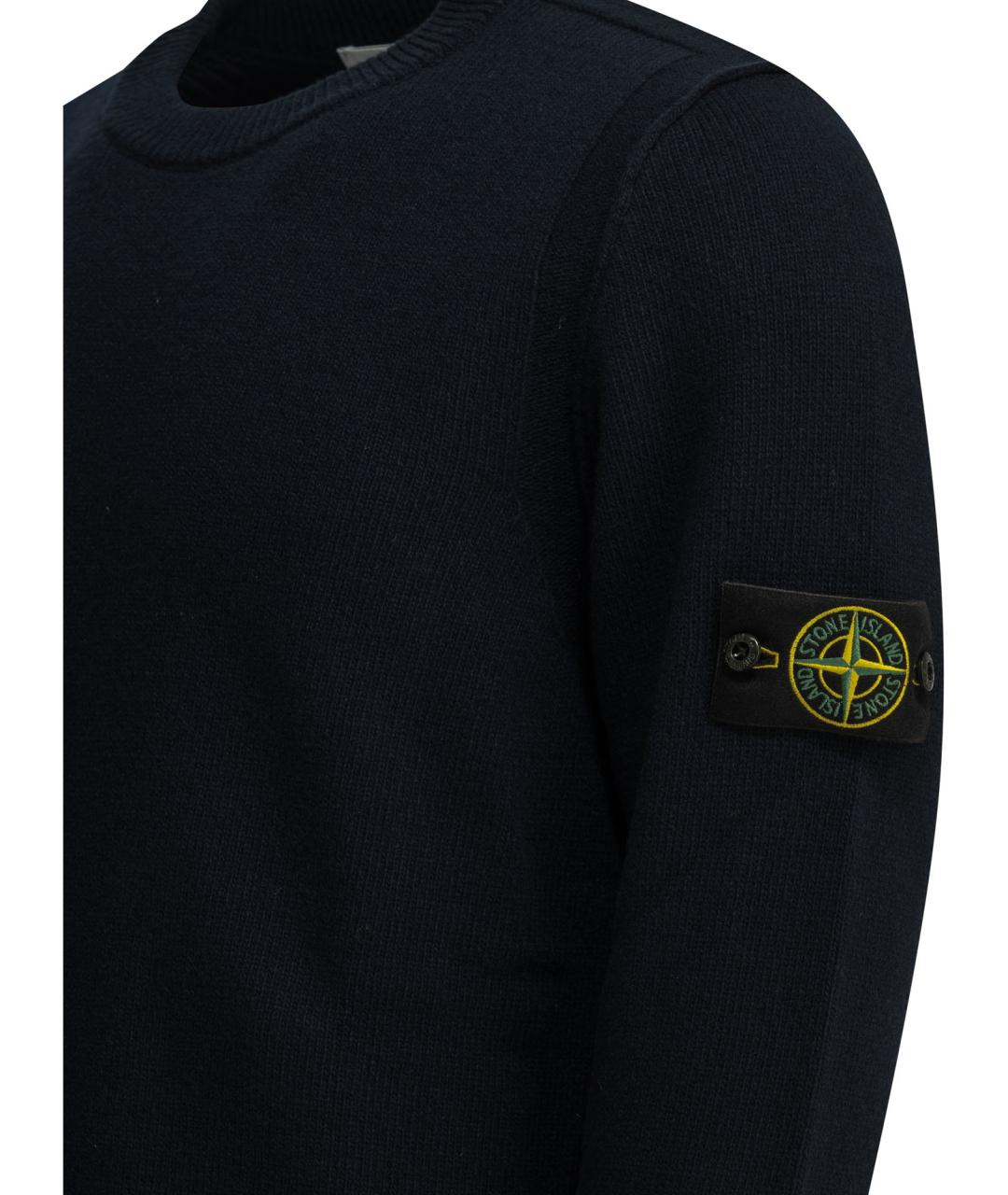 STONE ISLAND Темно-синий шерстяной джемпер / свитер, фото 4
