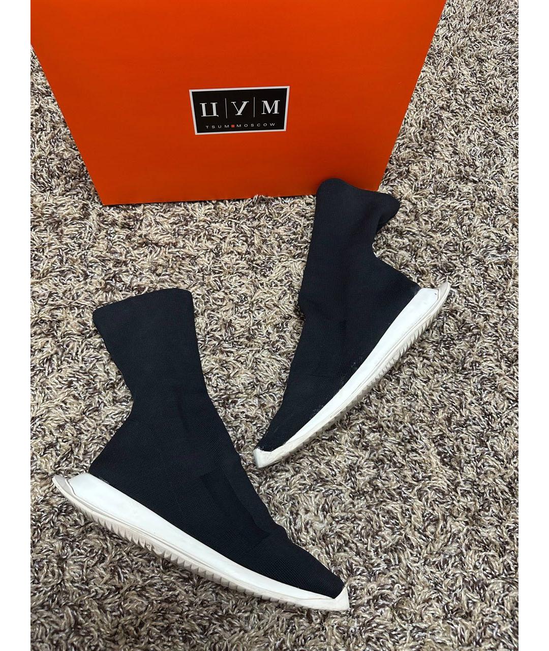RICK OWENS Черные высокие кроссовки / кеды, фото 2
