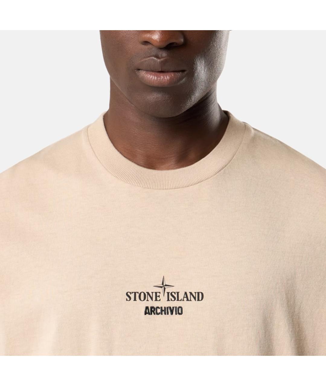 STONE ISLAND Бежевая футболка, фото 5
