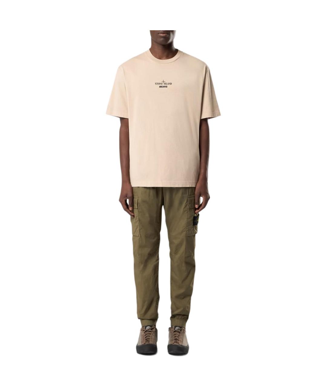 STONE ISLAND Бежевая футболка, фото 3
