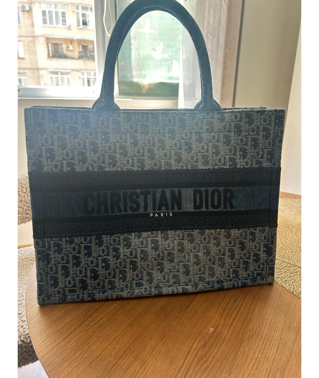 CHRISTIAN DIOR Синяя тканевая сумка тоут, фото 6