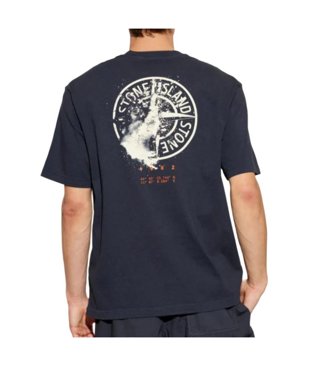 STONE ISLAND Темно-синяя футболка, фото 2