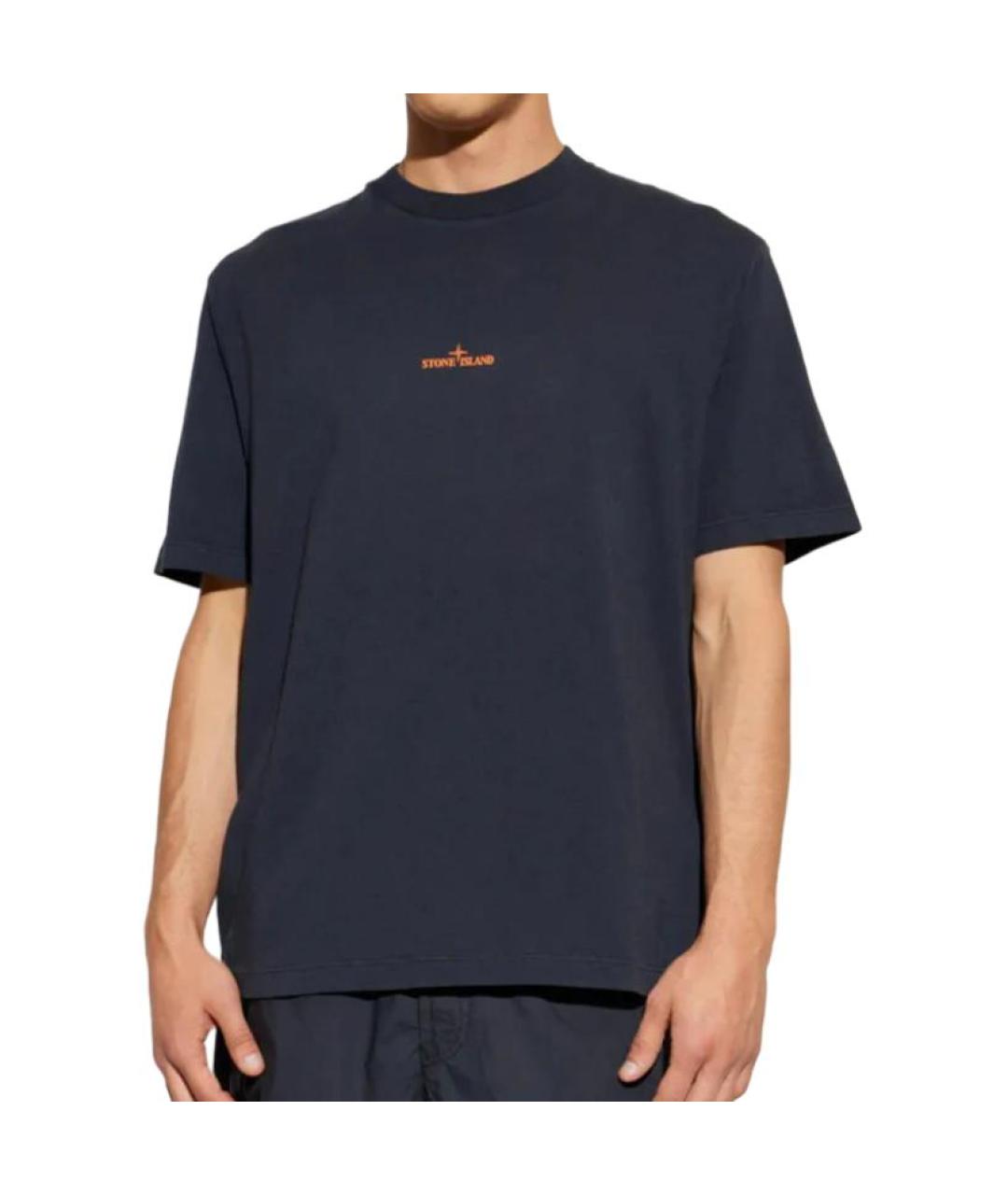 STONE ISLAND Темно-синяя футболка, фото 3