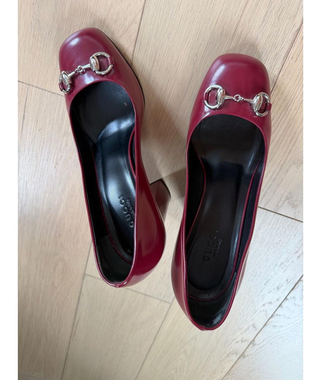 GUCCI Бордовые кожаные туфли, фото 4