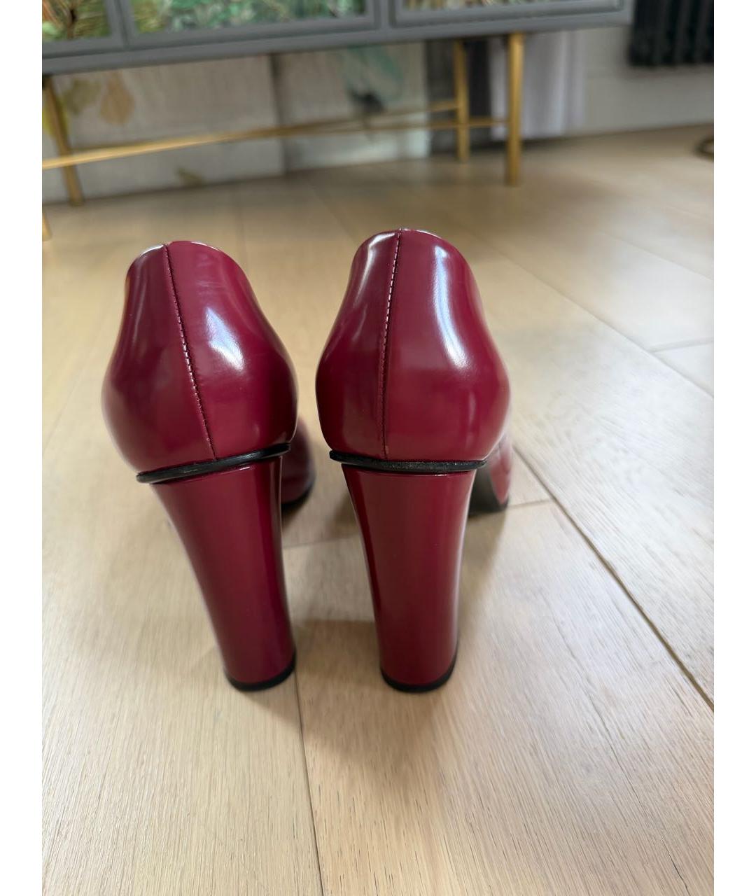 GUCCI Бордовые кожаные туфли, фото 5
