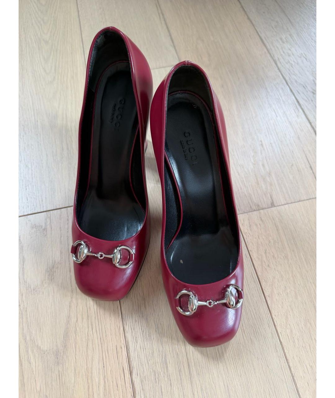 GUCCI Бордовые кожаные туфли, фото 3