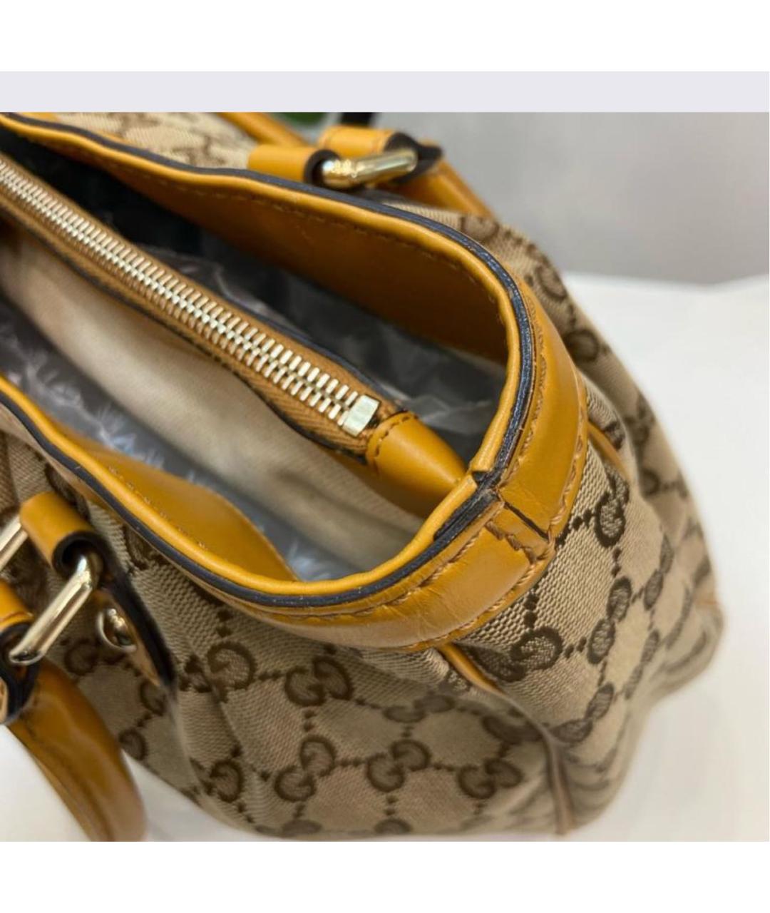 GUCCI Коричневая тканевая сумка с короткими ручками, фото 7
