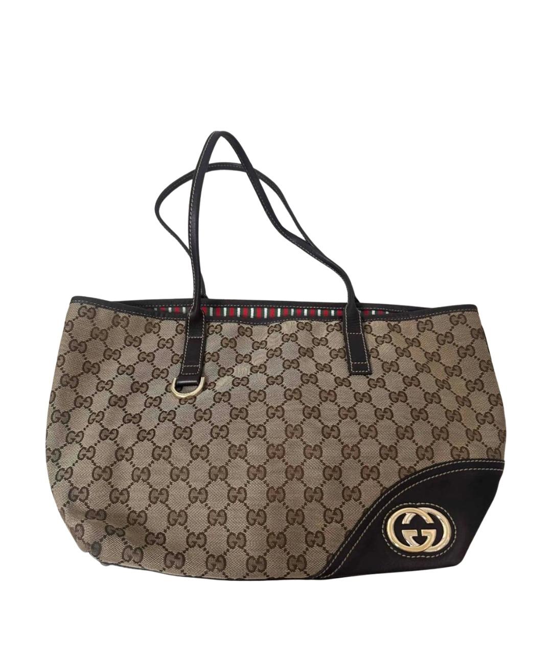 GUCCI Бежевая тканевая сумка тоут, фото 1