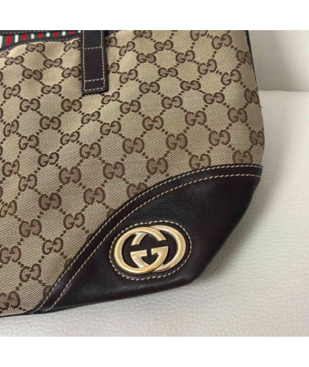 GUCCI Бежевая тканевая сумка тоут, фото 5